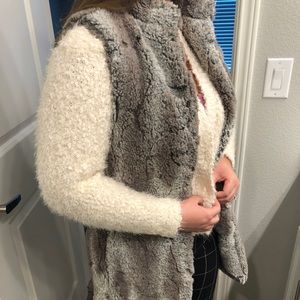 Georgie Womens Faux Fur Long Vest XS